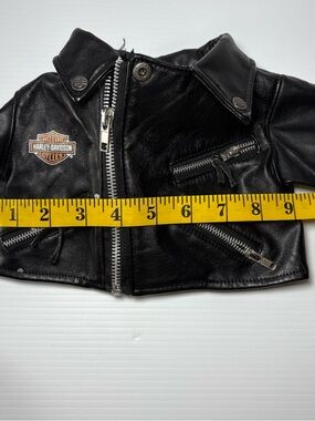 Harley-Davidson Black Doll Faux Leather Biker Jacket with Patch